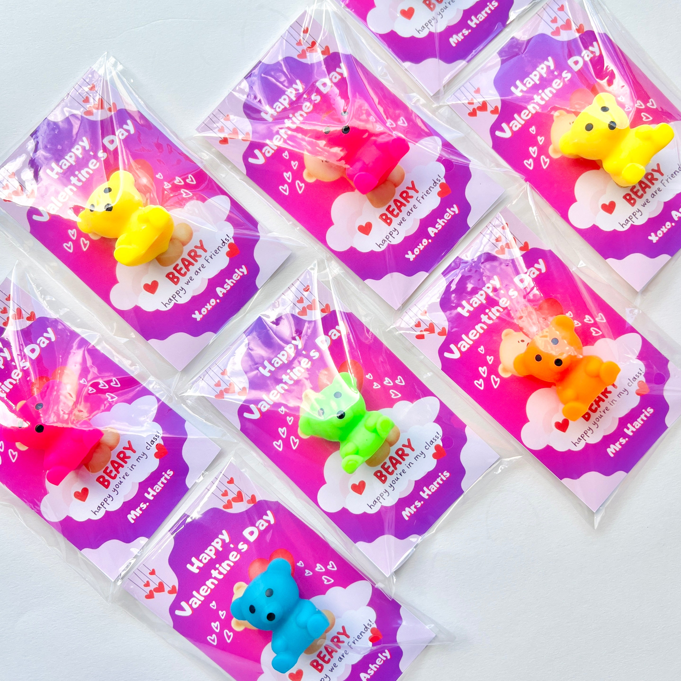 Stretchy Bear Valentine Cards